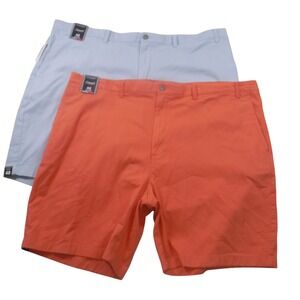 Roundtree & Yorke Mens 48 Shorts Lot 2 Classic Fit Flat Front Chino Stretch New